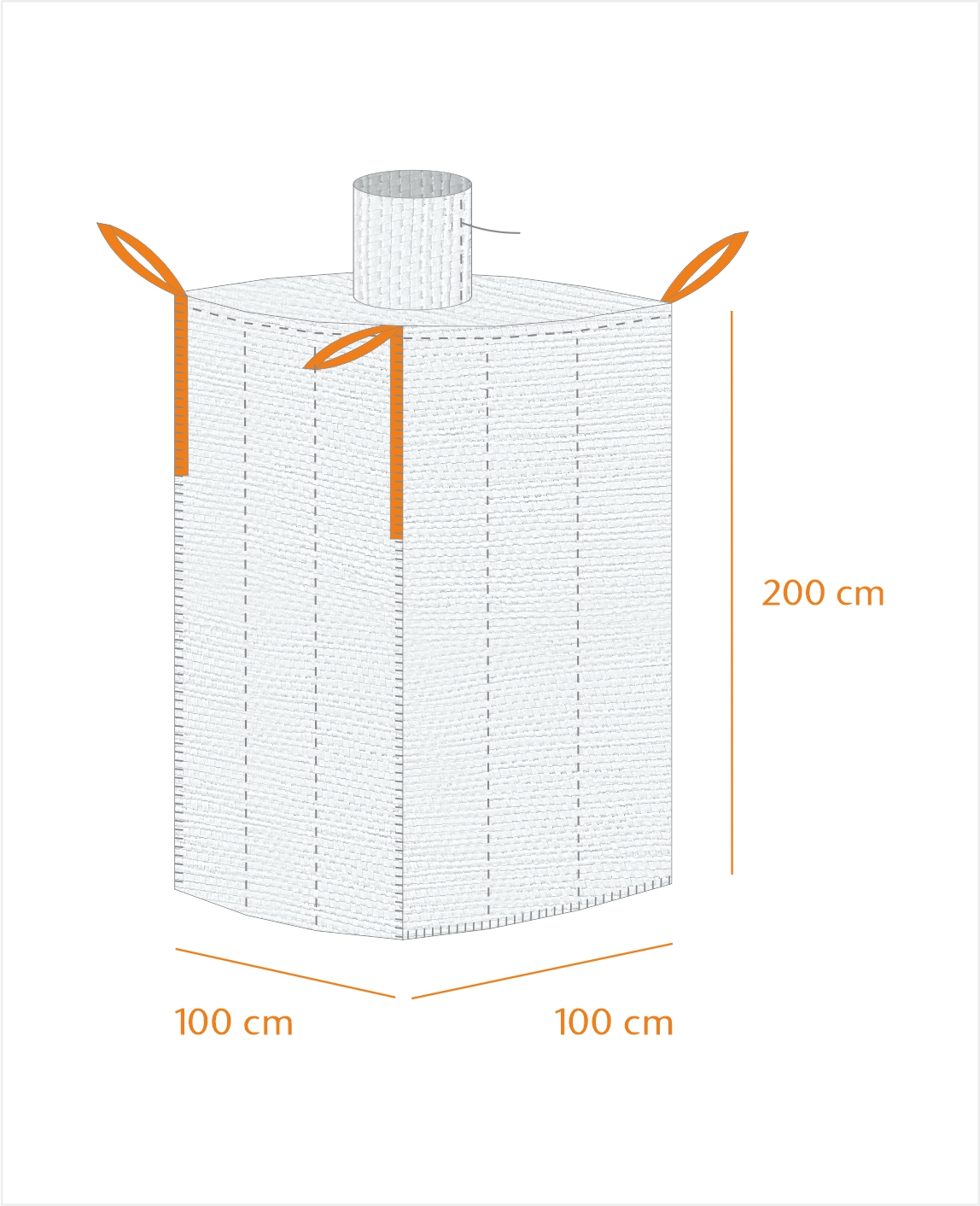 BigBag Spezial-Lösungen 100x100x200cm, formstabil, mit Einlauf