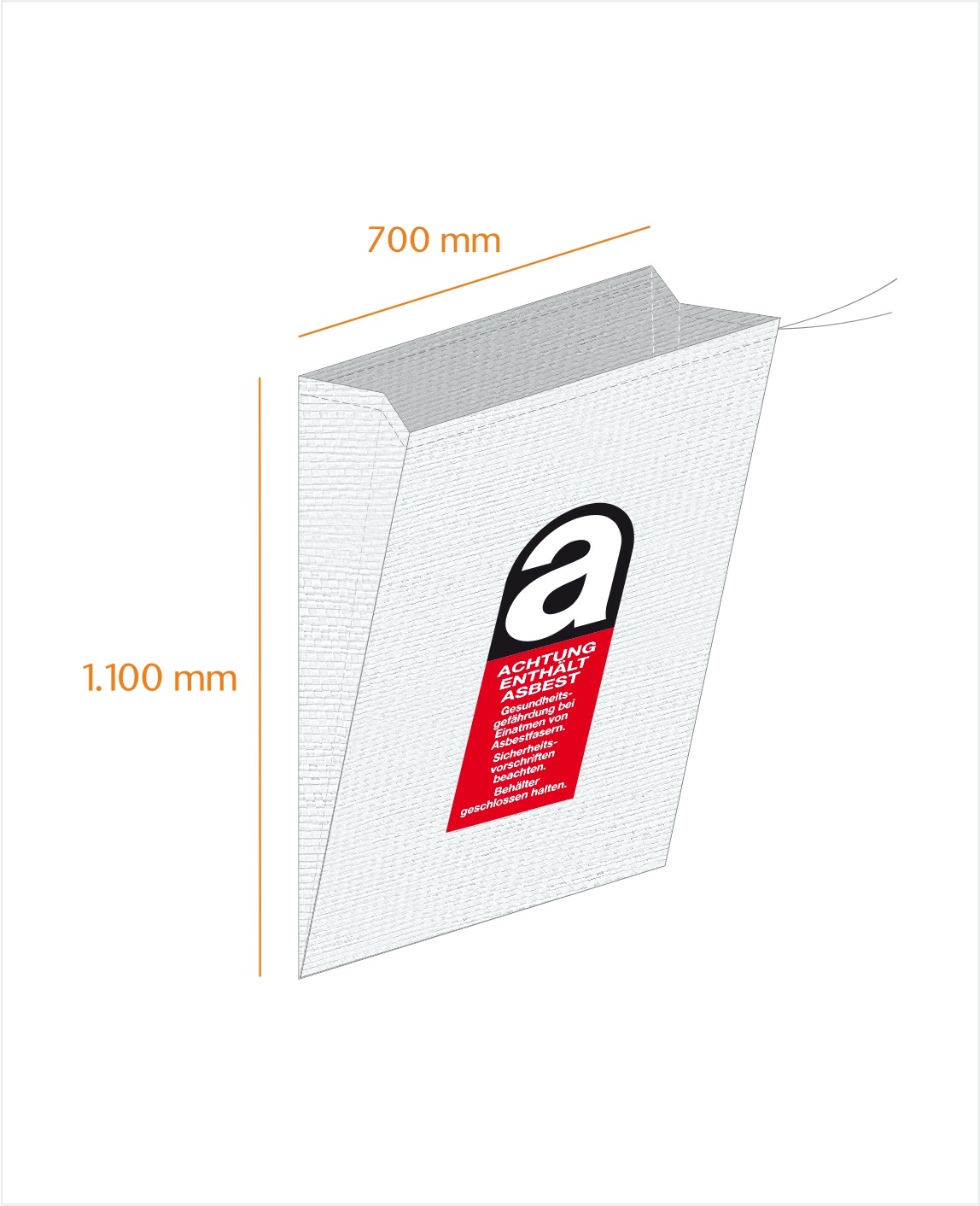 Flachsack Asbest 70x110cm, mit PE-Liner