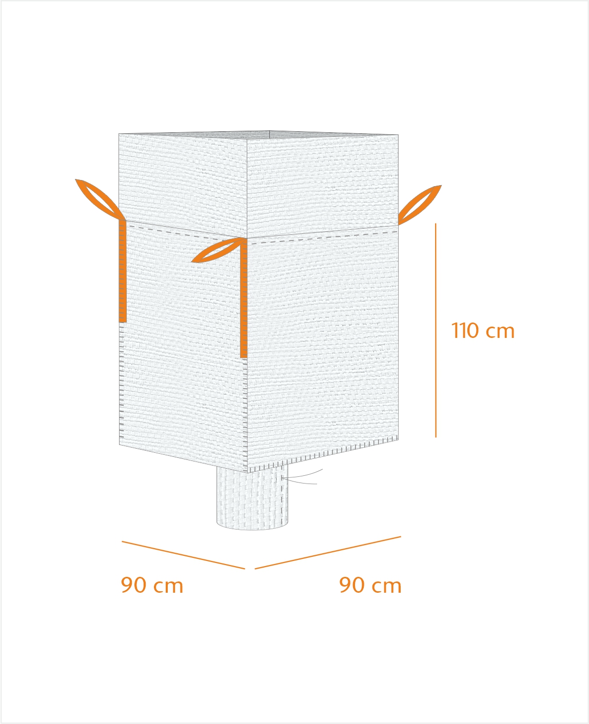 BigBag Spezial-Lösungen 90x90x110cm, staubdicht, mit Auslauf